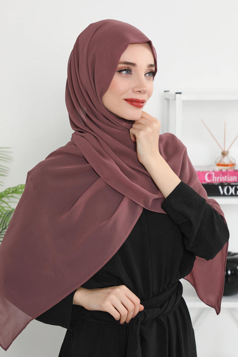 Instant Chiffon Shawl Headscarf for Women with Cotton Bonnet Chiffon Turban Cap, Ready-to-Wear Soft Chiffon Shawl Instant Hijab Wrap,PS-46