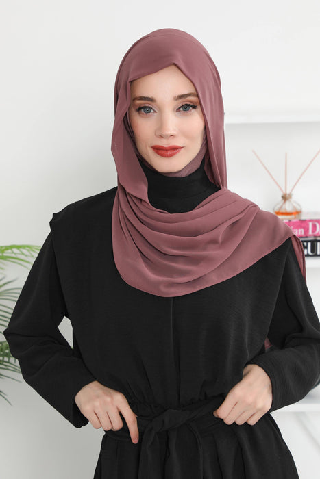 Instant Chiffon Shawl Headscarf for Women with Cotton Bonnet Chiffon Turban Cap, Ready-to-Wear Soft Chiffon Shawl Instant Hijab Wrap,PS-46