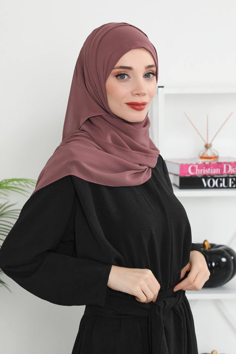 Instant Chiffon Shawl Headscarf for Women with Cotton Bonnet Chiffon Turban Cap, Ready-to-Wear Soft Chiffon Shawl Instant Hijab Wrap,PS-46