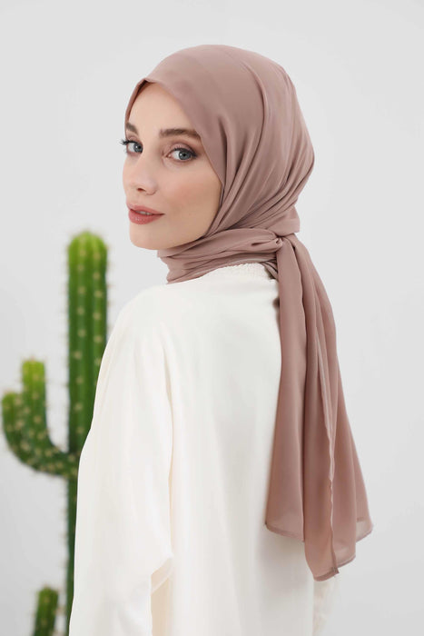 Instant Chiffon Shawl Headscarf for Women with Cotton Bonnet Chiffon Turban Cap, Ready-to-Wear Soft Chiffon Shawl Instant Hijab Wrap,PS-46