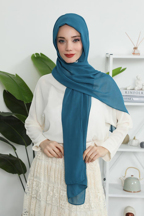 Instant Chiffon Shawl Headscarf for Women with Cotton Bonnet Chiffon Turban Cap, Ready-to-Wear Soft Chiffon Shawl Instant Hijab Wrap,PS-46