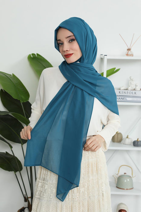 Instant Chiffon Shawl Headscarf for Women with Cotton Bonnet Chiffon Turban Cap, Ready-to-Wear Soft Chiffon Shawl Instant Hijab Wrap,PS-46