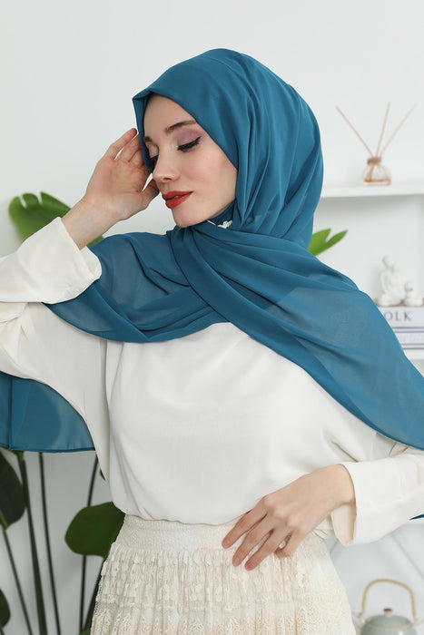 Instant Chiffon Shawl Headscarf for Women with Cotton Bonnet Chiffon Turban Cap, Ready-to-Wear Soft Chiffon Shawl Instant Hijab Wrap,PS-46