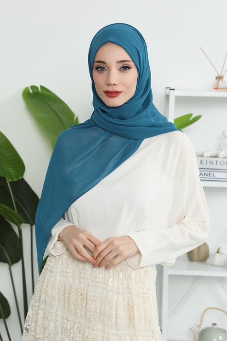 Instant Chiffon Shawl Headscarf for Women with Cotton Bonnet Chiffon Turban Cap, Ready-to-Wear Soft Chiffon Shawl Instant Hijab Wrap,PS-46