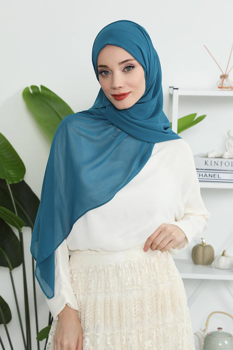 Instant Chiffon Shawl Headscarf for Women with Cotton Bonnet Chiffon Turban Cap, Ready-to-Wear Soft Chiffon Shawl Instant Hijab Wrap,PS-46