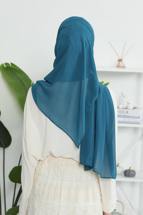 Instant Chiffon Shawl Headscarf for Women with Cotton Bonnet Chiffon Turban Cap, Ready-to-Wear Soft Chiffon Shawl Instant Hijab Wrap,PS-46