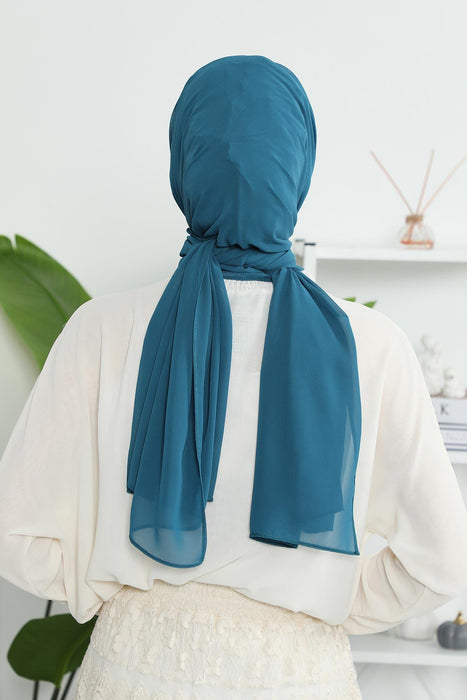 Instant Chiffon Shawl Headscarf for Women with Cotton Bonnet Chiffon Turban Cap, Ready-to-Wear Soft Chiffon Shawl Instant Hijab Wrap,PS-46