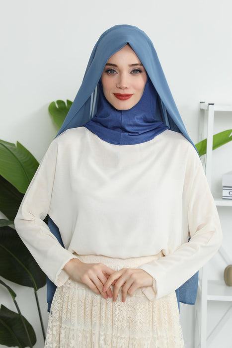 Instant Chiffon Shawl Headscarf for Women with Cotton Bonnet Chiffon Turban Cap, Ready-to-Wear Soft Chiffon Shawl Instant Hijab Wrap,PS-46