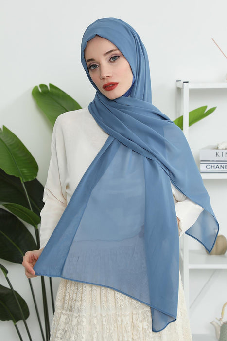 Instant Chiffon Shawl Headscarf for Women with Cotton Bonnet Chiffon Turban Cap, Ready-to-Wear Soft Chiffon Shawl Instant Hijab Wrap,PS-46