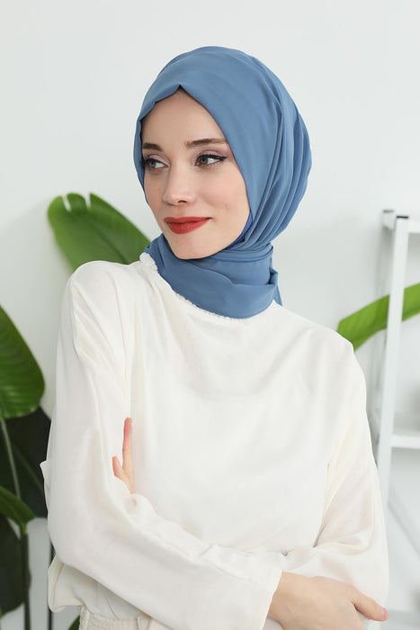 Instant Chiffon Shawl Headscarf for Women with Cotton Bonnet Chiffon Turban Cap, Ready-to-Wear Soft Chiffon Shawl Instant Hijab Wrap,PS-46