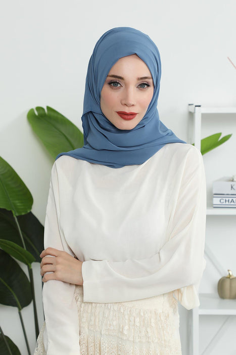 Instant Chiffon Shawl Headscarf for Women with Cotton Bonnet Chiffon Turban Cap, Ready-to-Wear Soft Chiffon Shawl Instant Hijab Wrap,PS-46