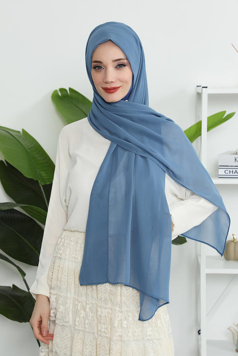 Instant Chiffon Shawl Headscarf for Women with Cotton Bonnet Chiffon Turban Cap, Ready-to-Wear Soft Chiffon Shawl Instant Hijab Wrap,PS-46