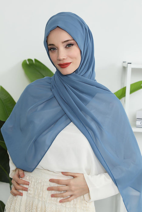 Instant Chiffon Shawl Headscarf for Women with Cotton Bonnet Chiffon Turban Cap, Ready-to-Wear Soft Chiffon Shawl Instant Hijab Wrap,PS-46