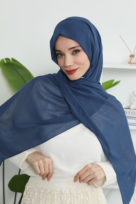 Instant Chiffon Shawl Headscarf for Women with Cotton Bonnet Chiffon Turban Cap, Ready-to-Wear Soft Chiffon Shawl Instant Hijab Wrap,PS-46