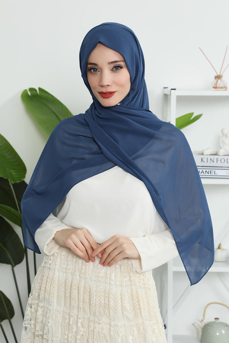 Instant Chiffon Shawl Headscarf for Women with Cotton Bonnet Chiffon Turban Cap, Ready-to-Wear Soft Chiffon Shawl Instant Hijab Wrap,PS-46