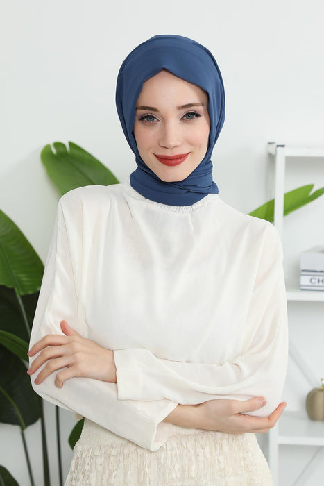 Instant Chiffon Shawl Headscarf for Women with Cotton Bonnet Chiffon Turban Cap, Ready-to-Wear Soft Chiffon Shawl Instant Hijab Wrap,PS-46