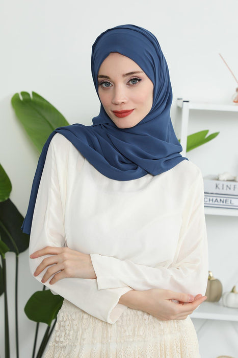 Instant Chiffon Shawl Headscarf for Women with Cotton Bonnet Chiffon Turban Cap, Ready-to-Wear Soft Chiffon Shawl Instant Hijab Wrap,PS-46