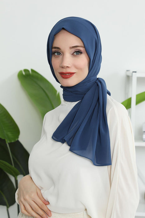 Instant Chiffon Shawl Headscarf for Women with Cotton Bonnet Chiffon Turban Cap, Ready-to-Wear Soft Chiffon Shawl Instant Hijab Wrap,PS-46