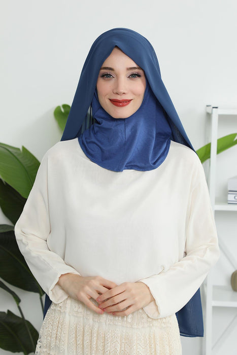 Instant Chiffon Shawl Headscarf for Women with Cotton Bonnet Chiffon Turban Cap, Ready-to-Wear Soft Chiffon Shawl Instant Hijab Wrap,PS-46