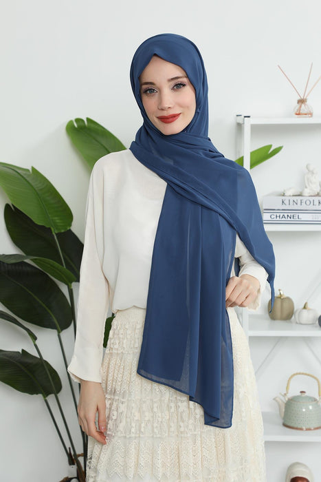 Instant Chiffon Shawl Headscarf for Women with Cotton Bonnet Chiffon Turban Cap, Ready-to-Wear Soft Chiffon Shawl Instant Hijab Wrap,PS-46