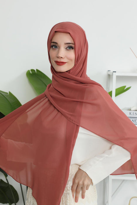 Instant Chiffon Shawl Headscarf for Women with Cotton Bonnet Chiffon Turban Cap, Ready-to-Wear Soft Chiffon Shawl Instant Hijab Wrap,PS-46