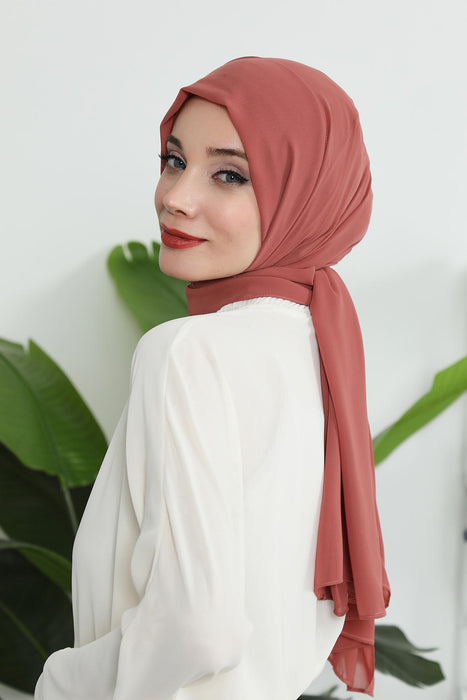 Instant Chiffon Shawl Headscarf for Women with Cotton Bonnet Chiffon Turban Cap, Ready-to-Wear Soft Chiffon Shawl Instant Hijab Wrap,PS-46