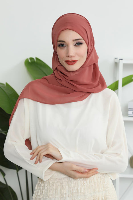 Instant Chiffon Shawl Headscarf for Women with Cotton Bonnet Chiffon Turban Cap, Ready-to-Wear Soft Chiffon Shawl Instant Hijab Wrap,PS-46