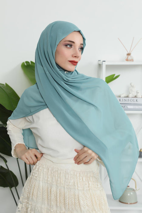 Instant Chiffon Shawl Headscarf for Women with Cotton Bonnet Chiffon Turban Cap, Ready-to-Wear Soft Chiffon Shawl Instant Hijab Wrap,PS-46