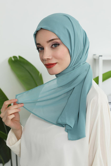 Instant Chiffon Shawl Headscarf for Women with Cotton Bonnet Chiffon Turban Cap, Ready-to-Wear Soft Chiffon Shawl Instant Hijab Wrap,PS-46