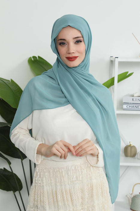 Instant Chiffon Shawl Headscarf for Women with Cotton Bonnet Chiffon Turban Cap, Ready-to-Wear Soft Chiffon Shawl Instant Hijab Wrap,PS-46