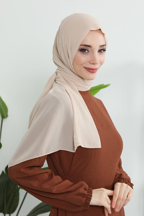 Instant Chiffon Shawl Headscarf for Women with Cotton Bonnet Chiffon Turban Cap, Ready-to-Wear Soft Chiffon Shawl Instant Hijab Wrap,PS-46