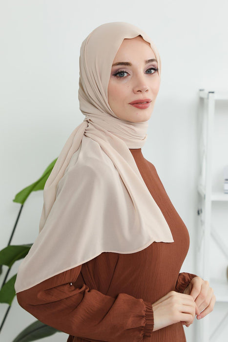 Instant Chiffon Shawl Headscarf for Women with Cotton Bonnet Chiffon Turban Cap, Ready-to-Wear Soft Chiffon Shawl Instant Hijab Wrap,PS-46