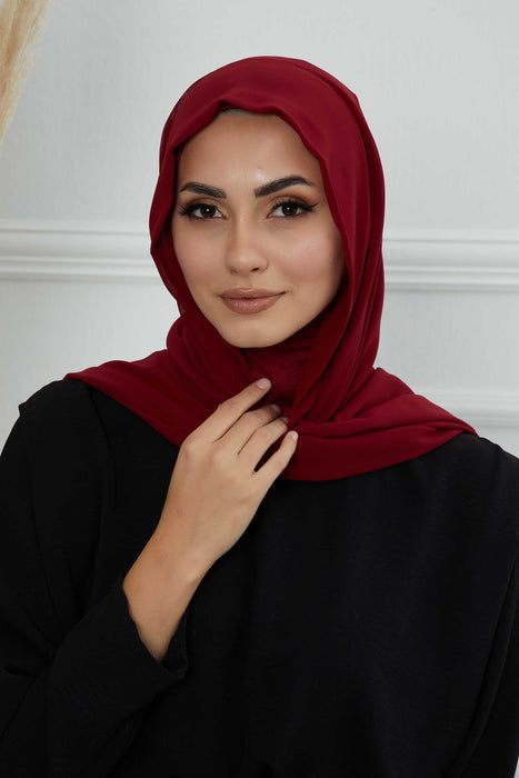 Instant Chiffon Shawl Headscarf for Women with Cotton Bonnet Chiffon Turban Cap, Ready-to-Wear Soft Chiffon Shawl Instant Hijab Wrap,PS-46