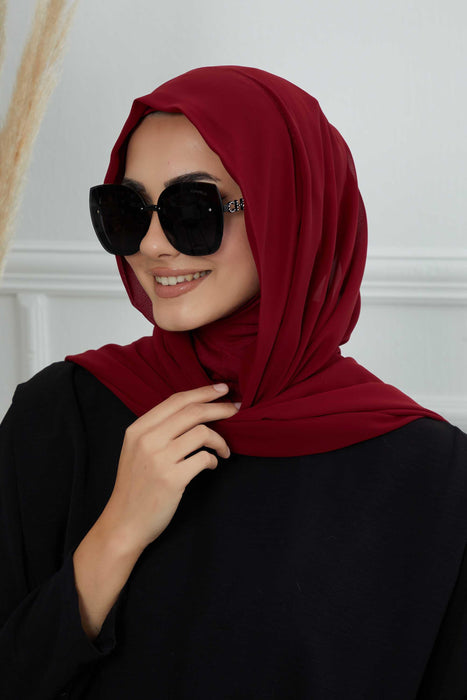 Instant Chiffon Shawl Headscarf for Women with Cotton Bonnet Chiffon Turban Cap, Ready-to-Wear Soft Chiffon Shawl Instant Hijab Wrap,PS-46