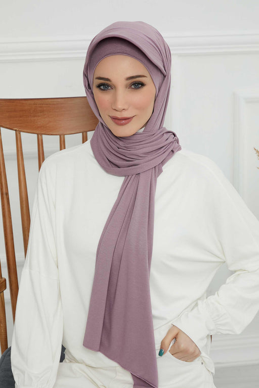 Instant Cotton Shawl Newsboy Scarves 95% Cotton Bandana Women's Cap Turban Visor Stylish Hijab Hat Turban Head Wraps,SS-1 Lilac