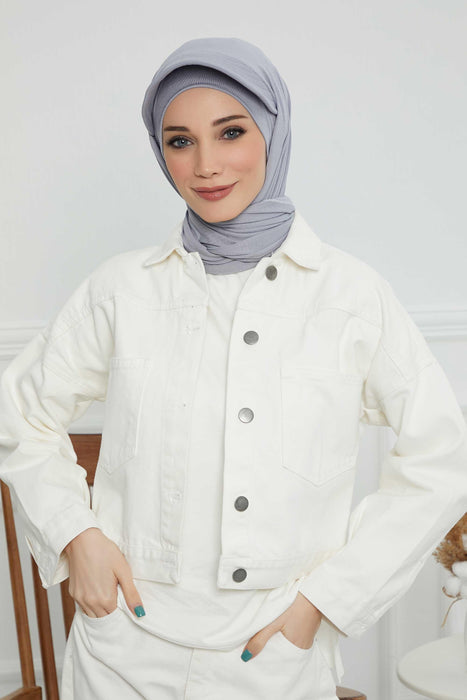 Instant Cotton Shawl Newsboy Scarves 95% Cotton Bandana Women's Cap Turban Visor Stylish Hijab Hat Turban Head Wraps,SS-1 Grey 2