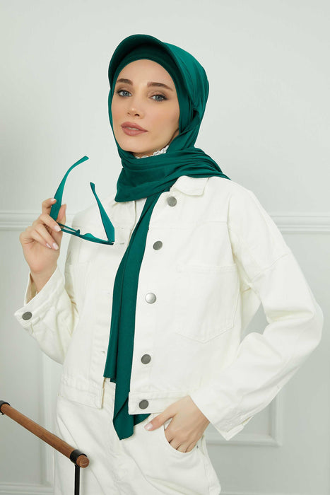Instant Cotton Shawl Newsboy Scarves 95% Cotton Bandana Women's Cap Turban Visor Stylish Hijab Hat Turban Head Wraps,SS-1 Green