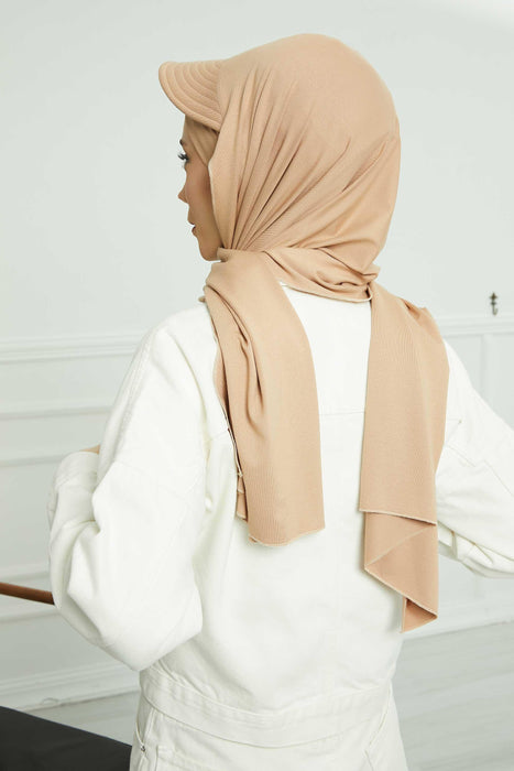 Instant Cotton Shawl Newsboy Scarves 95% Cotton Bandana Women's Cap Turban Visor Stylish Hijab Hat Turban Head Wraps,SS-1 Sand Brown