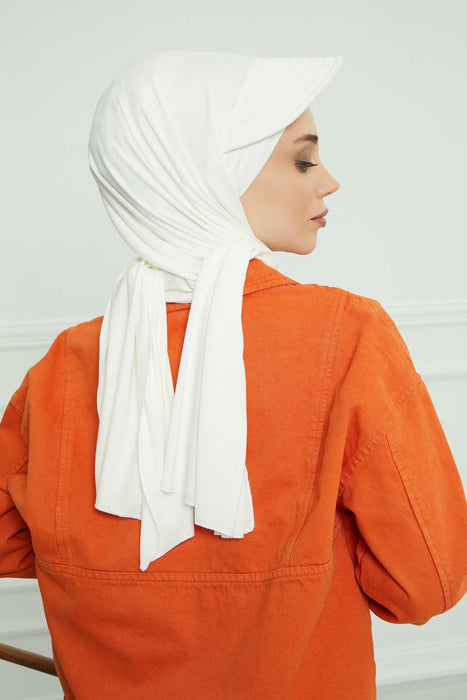 Instant Cotton Shawl Newsboy Scarves 95% Cotton Bandana Women's Cap Turban Visor Stylish Hijab Hat Turban Head Wraps,SS-1 Ivory