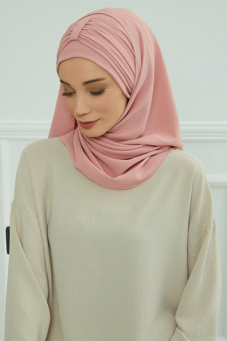 Instant Lightweight Aerobin Shawl Head Turbans For Women Headwear Stylish Head Wrap Elegant Design,CPS-91 Pink