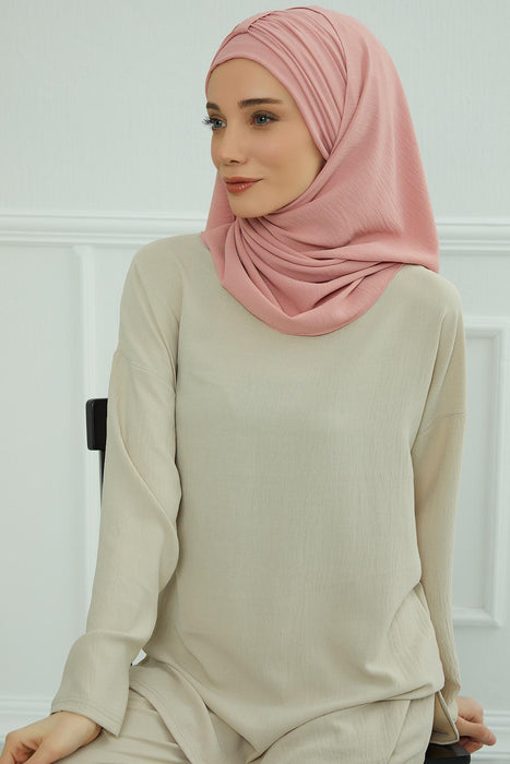 Instant Lightweight Aerobin Shawl Head Turbans For Women Headwear Stylish Head Wrap Elegant Design,CPS-91 Pink