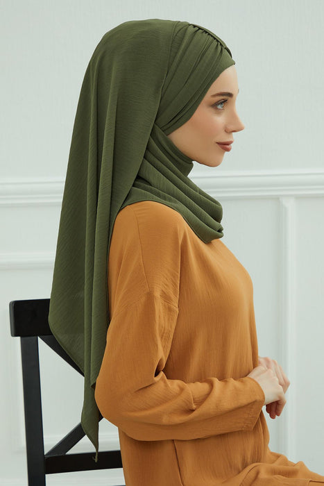 Instant Lightweight Aerobin Shawl Head Turbans For Women Headwear Stylish Head Wrap Elegant Design,CPS-91 Army Green