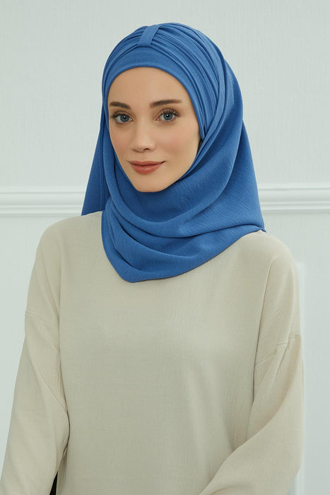 Instant Lightweight Aerobin Shawl Head Turbans For Women Headwear Stylish Head Wrap Elegant Design,CPS-91 Blue