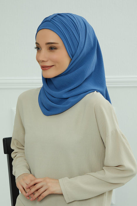 Instant Lightweight Aerobin Shawl Head Turbans For Women Headwear Stylish Head Wrap Elegant Design,CPS-91 Blue