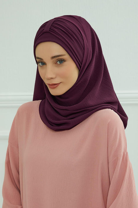 Instant Lightweight Aerobin Shawl Head Turbans For Women Headwear Stylish Head Wrap Elegant Design,CPS-91 Purple