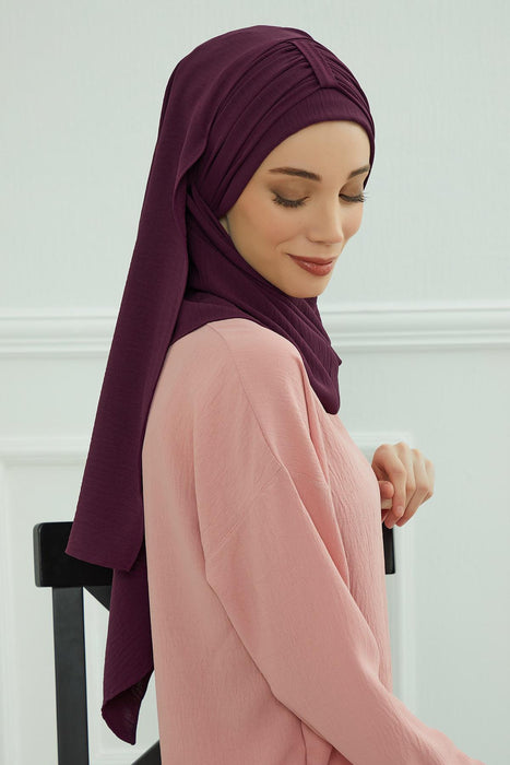 Instant Lightweight Aerobin Shawl Head Turbans For Women Headwear Stylish Head Wrap Elegant Design,CPS-91 Purple