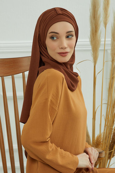 Instant Lightweight Aerobin Shawl Head Turbans For Women Headwear Stylish Head Wrap Elegant Design,CPS-91 Cinnamon