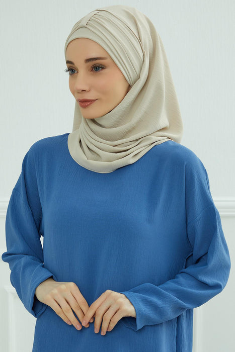 Instant Lightweight Aerobin Shawl Head Turbans For Women Headwear Stylish Head Wrap Elegant Design,CPS-91 Beige