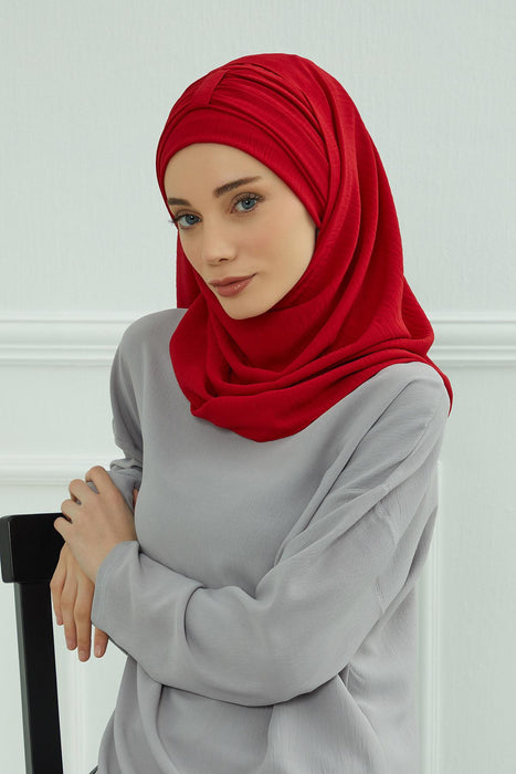 Instant Lightweight Aerobin Shawl Head Turbans For Women Headwear Stylish Head Wrap Elegant Design,CPS-91 Red