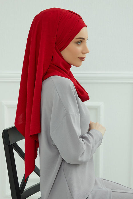 Instant Lightweight Aerobin Shawl Head Turbans For Women Headwear Stylish Head Wrap Elegant Design,CPS-91 Red